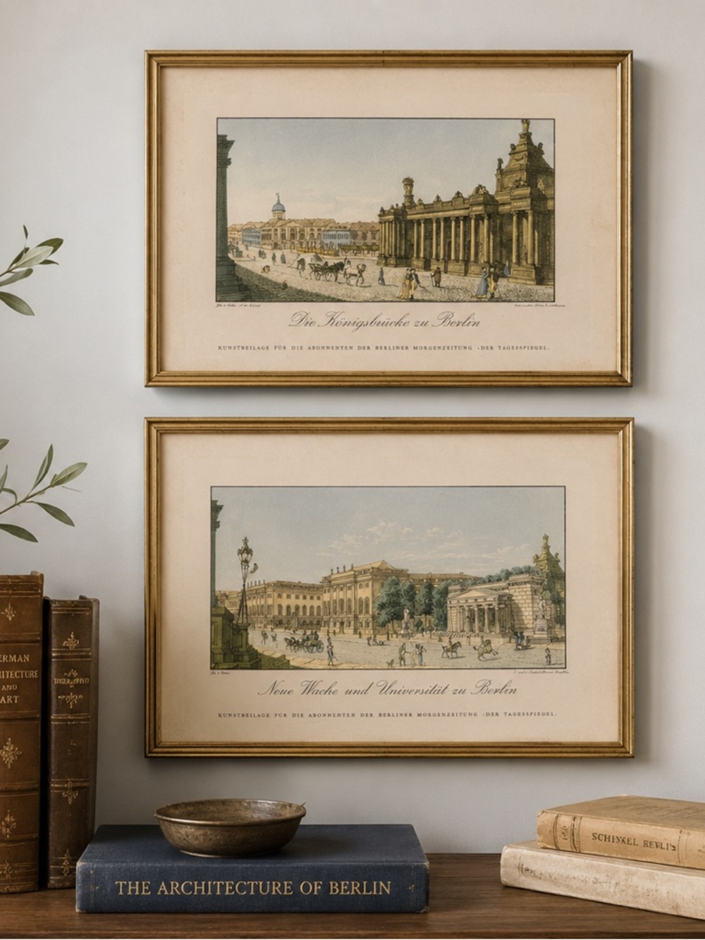 Pair Vintage Berlin Germany Architectural Prints Neue Wache & Königsbrücke 8x6”